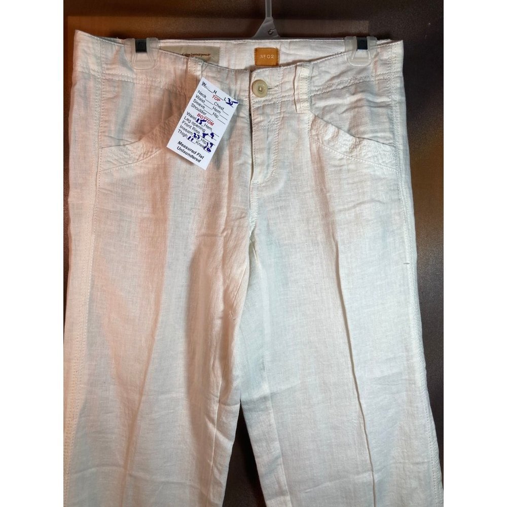 PILCRO & the Letterpress Straight Leg Linen Crop Pants Mid Rise White Size‎ 8